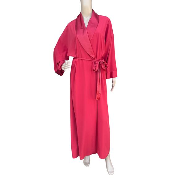 St. Michael M&S 10/12 Red Satin Look Maxi Robe Dressing Gown Shawl Collar UK - Picture 1 of 9